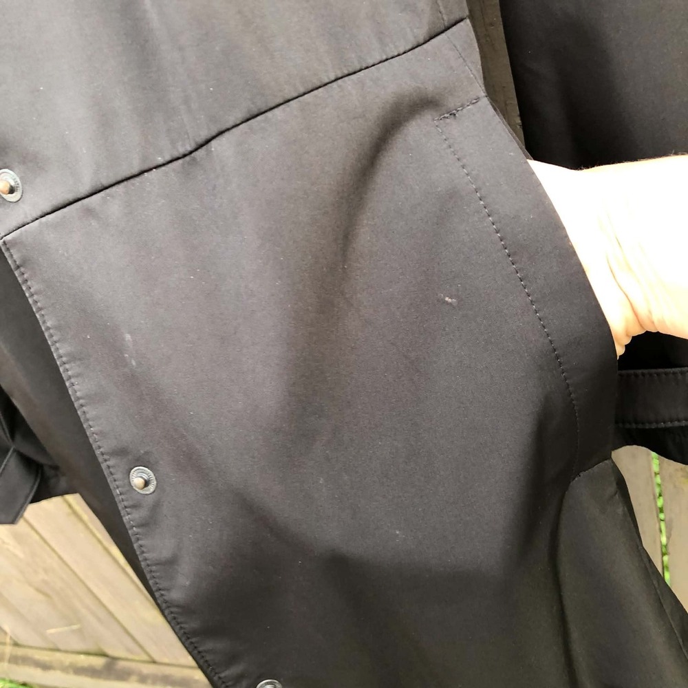 Vintage Y2K GAP Black Long Belted Trench Coat Womens Large Grunge Minimalist - Picture 12 of 16